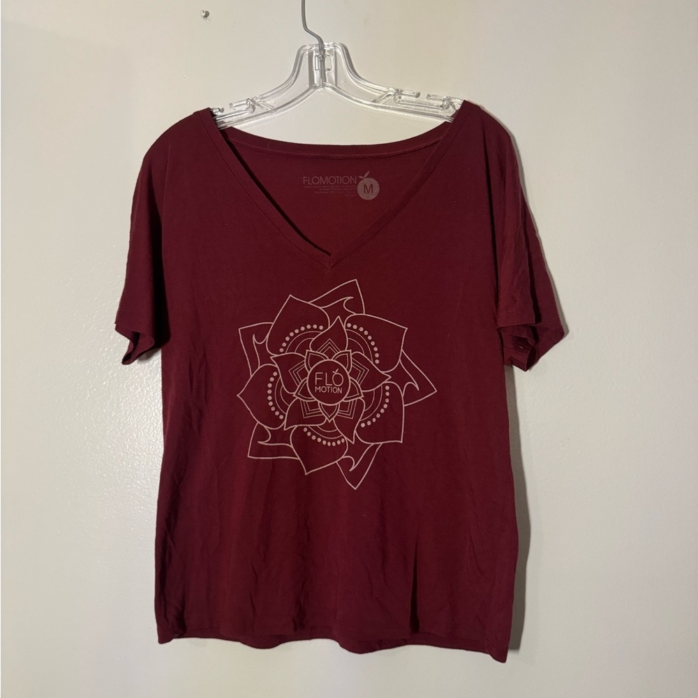 Maroon Mandala V-Neck Tee